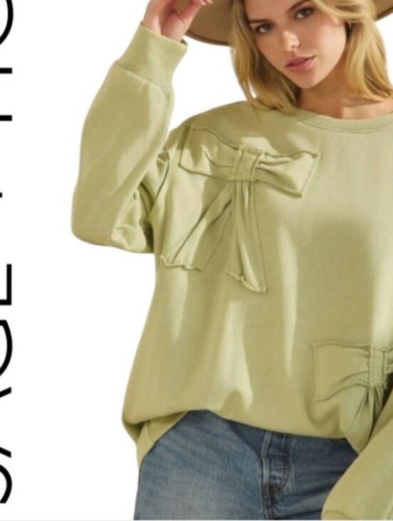 Sage + Fig Tops - NWT SAGE + FIG BOWS Sweatshirt Oversized Small Mineral Washed